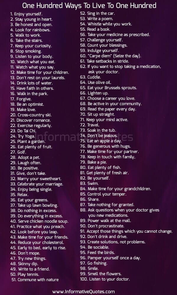 100 Ways to Live to One Hundred