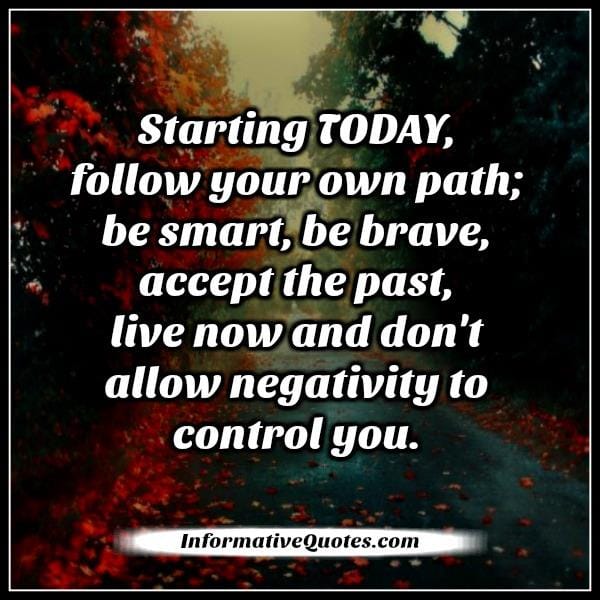 Don't allow negativity to control you