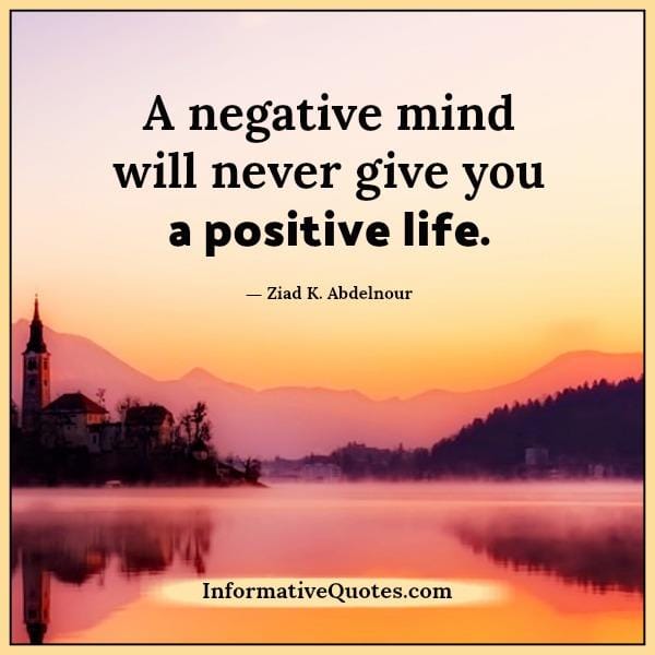 Having a negative mind in life