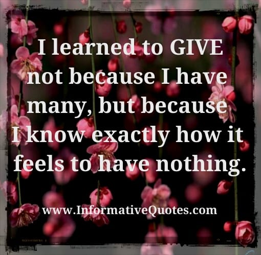 I learned to Give