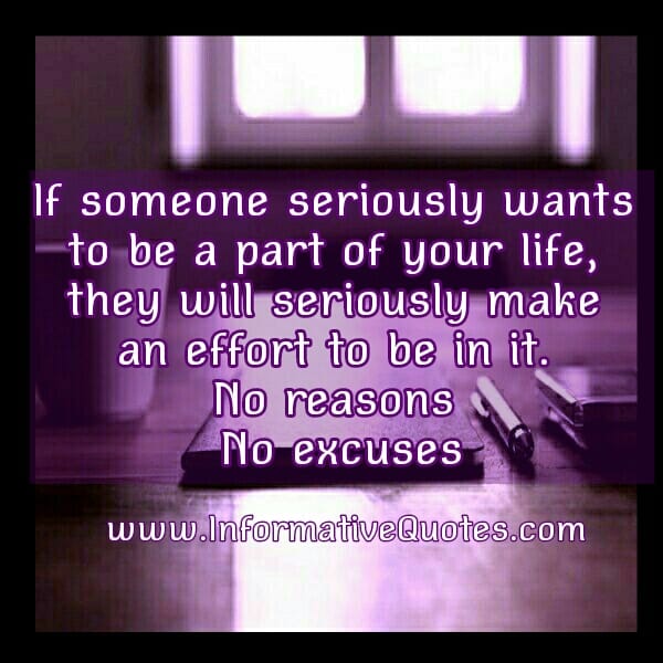 If someone wants to be a part of your Life