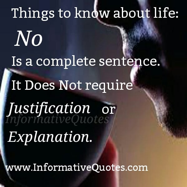 NO is a complete sentence