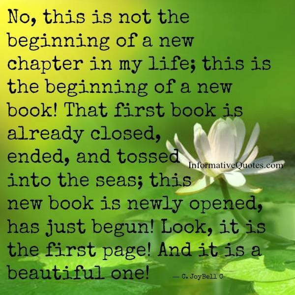 The beginning of a new book in your life