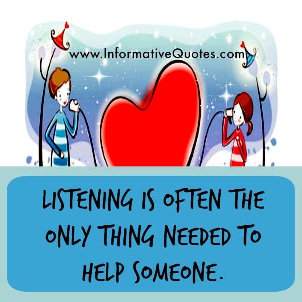 The only thing needed to help someone
