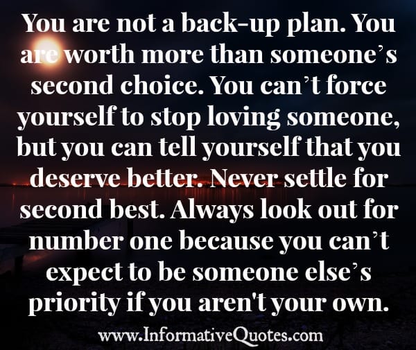 You can’t expect to be someone else’s priority if you aren't your own