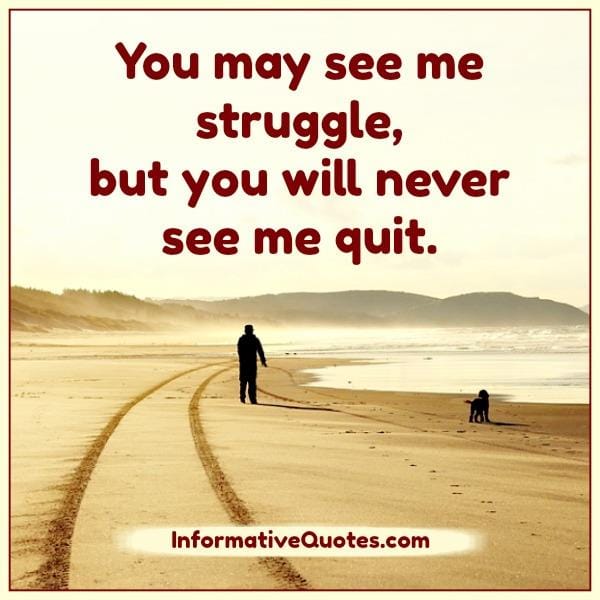 You will never see me quit in life